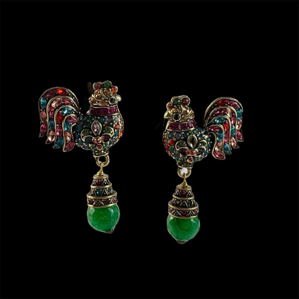 Heidi Daus Statement Rule The Roost Multicolor Crystal Beaded Drop Earrings - Picture 2 of 8